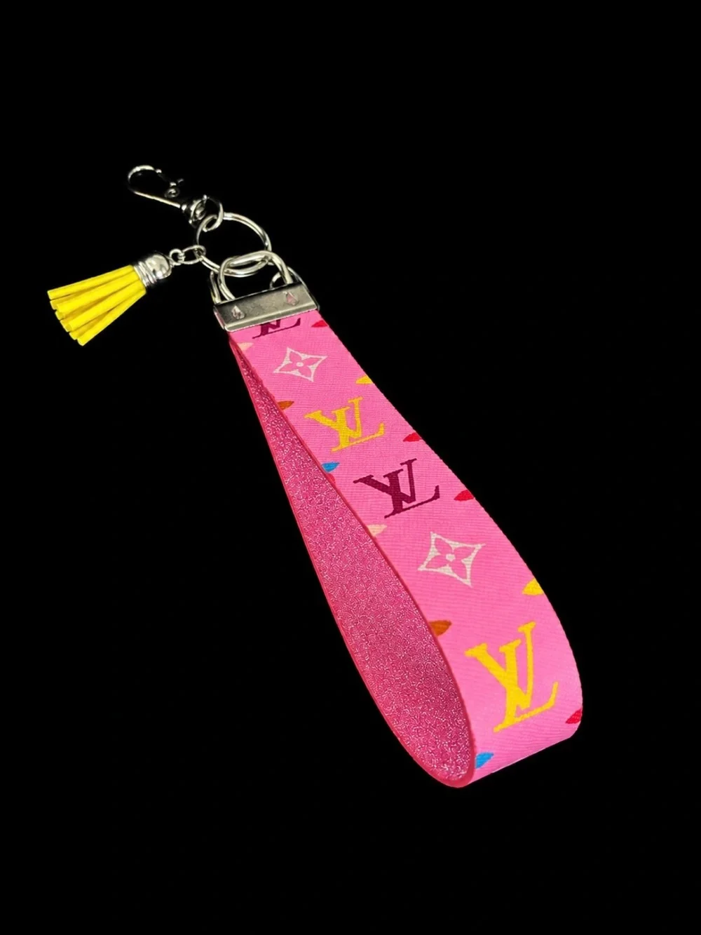 Pink LV Monogram Wristlet Keychain / Charm